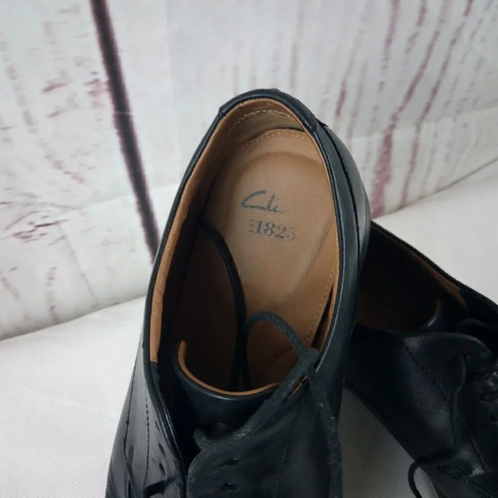 Clarks 1825 Men's Black Leather Oxford Lace Up Dress Shoes Size 11.5M